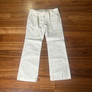Ann taylor LOFT White Wide Leg Crop Pants with Belt Pockets Casual‎ Size 4P